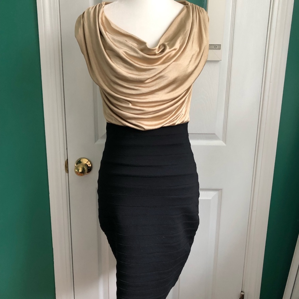 Express gold/black dress XS